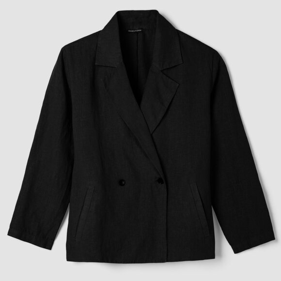Eileen Fisher Organic Linen Double-Breasted Blazer  XS - Picture 3 of 8
